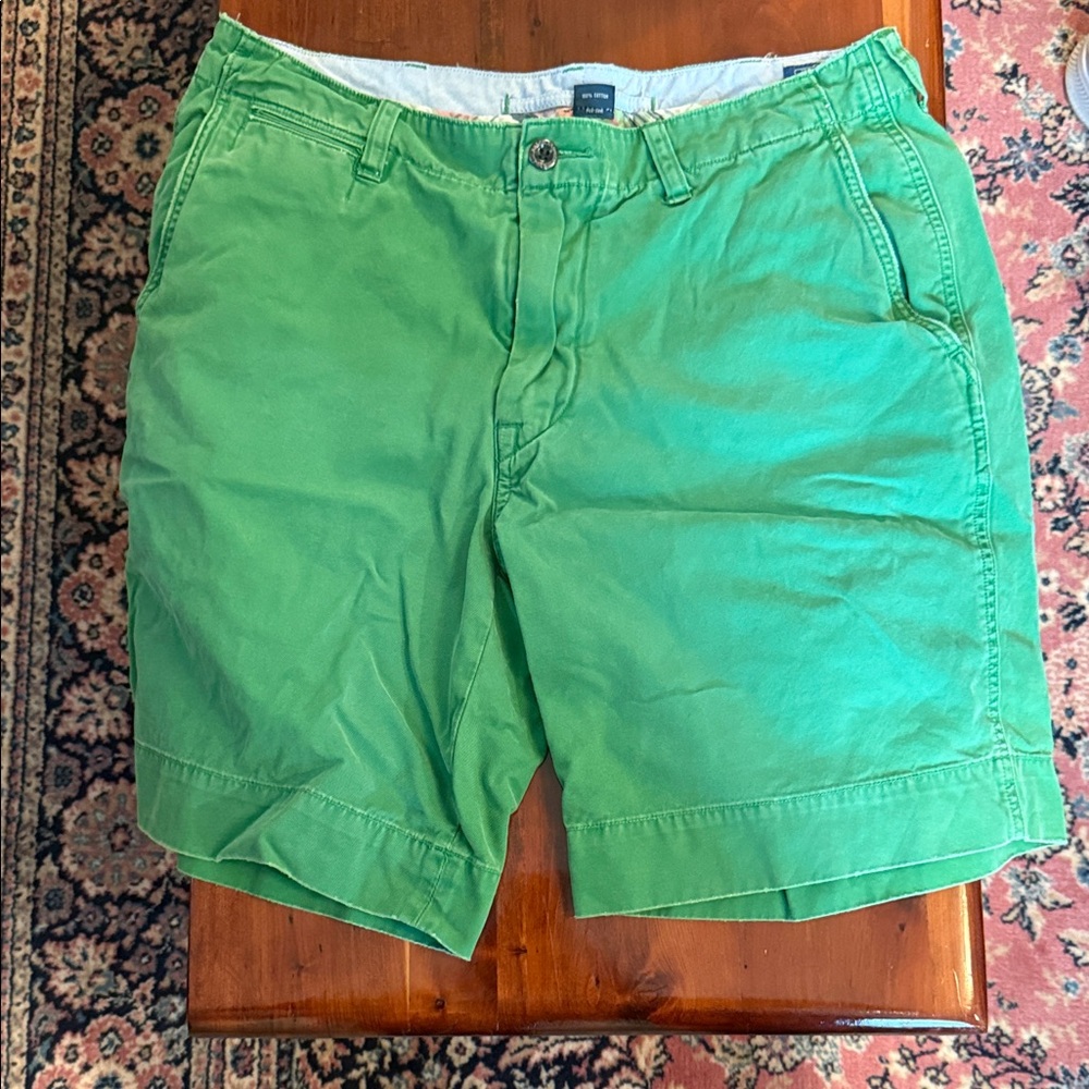 Polo by Ralph Lauren Bright Green Flat Front Cotton Shorts